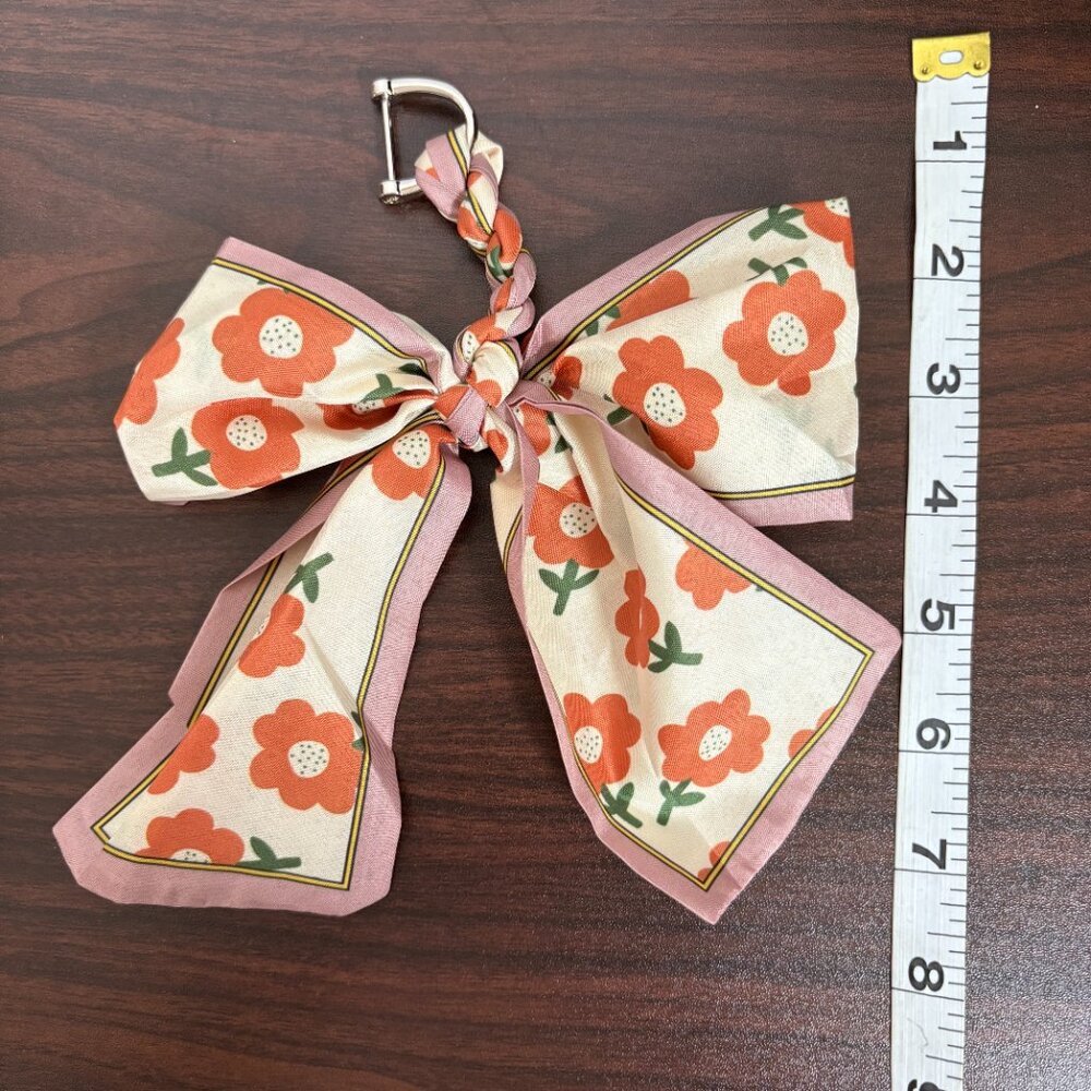 Flower Scarf Keychains Bag Charm Fashionable Ribbon Bow Key Chain Colorful New - Picture 5 of 5